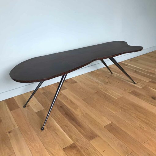table basse bois vintage et pieds métal noir